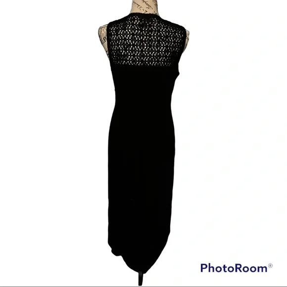 Black Crisscross Cut Maxi with Crocheted Back - Picture 2 of 4